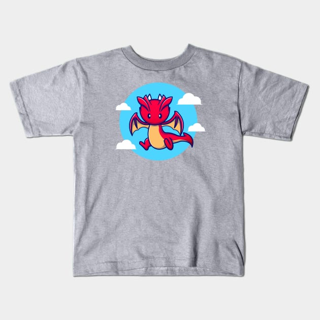 Cute Dragon Flying Cartoon Kids T-Shirt by Catalyst Labs
